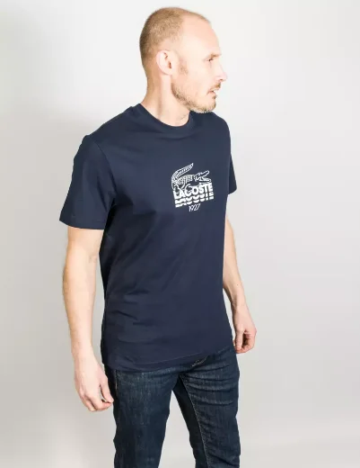 Lacoste TH1228 Printed Croc Logo T-Shirt | Navy