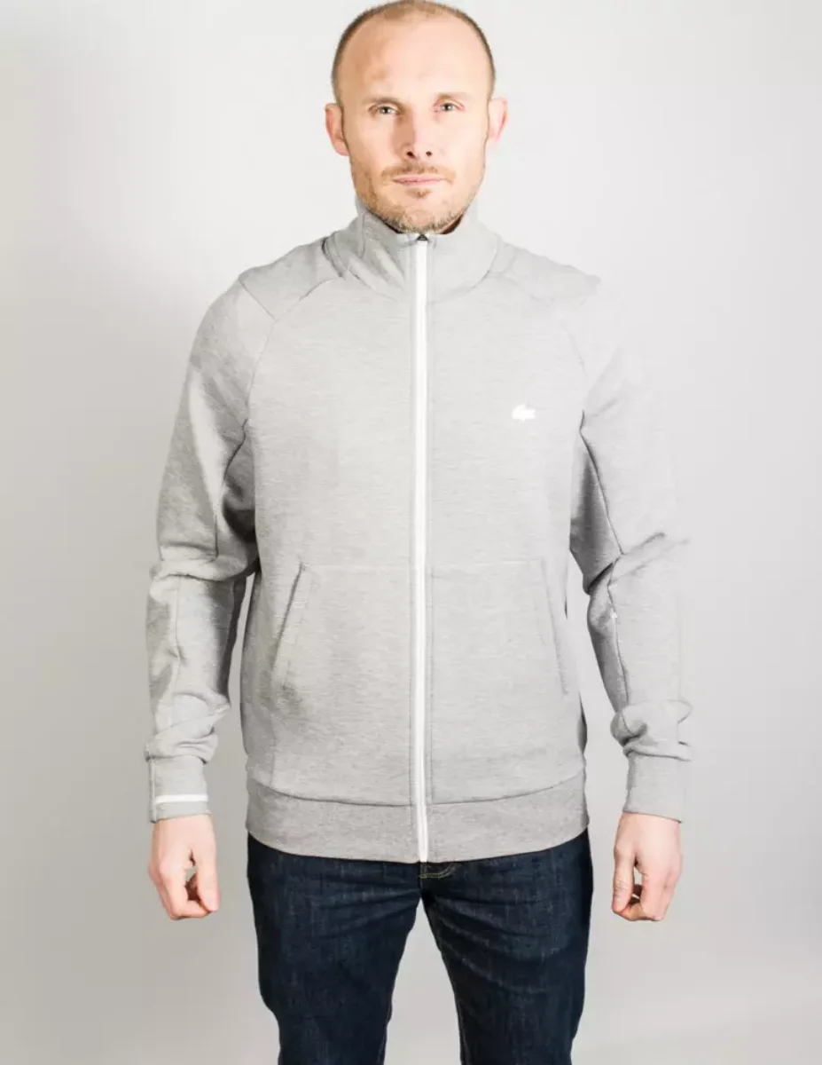 Lacoste Zip Through Funnel Neck Sweatshirt | Grey Marl