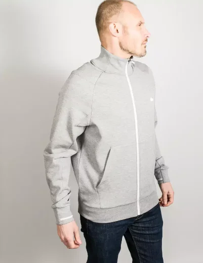 Lacoste Zip Through Funnel Neck Sweatshirt | Grey Marl