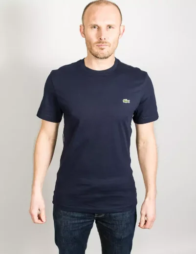 Lacoste Men's Branded Logo Tape T-Shirt | Navy