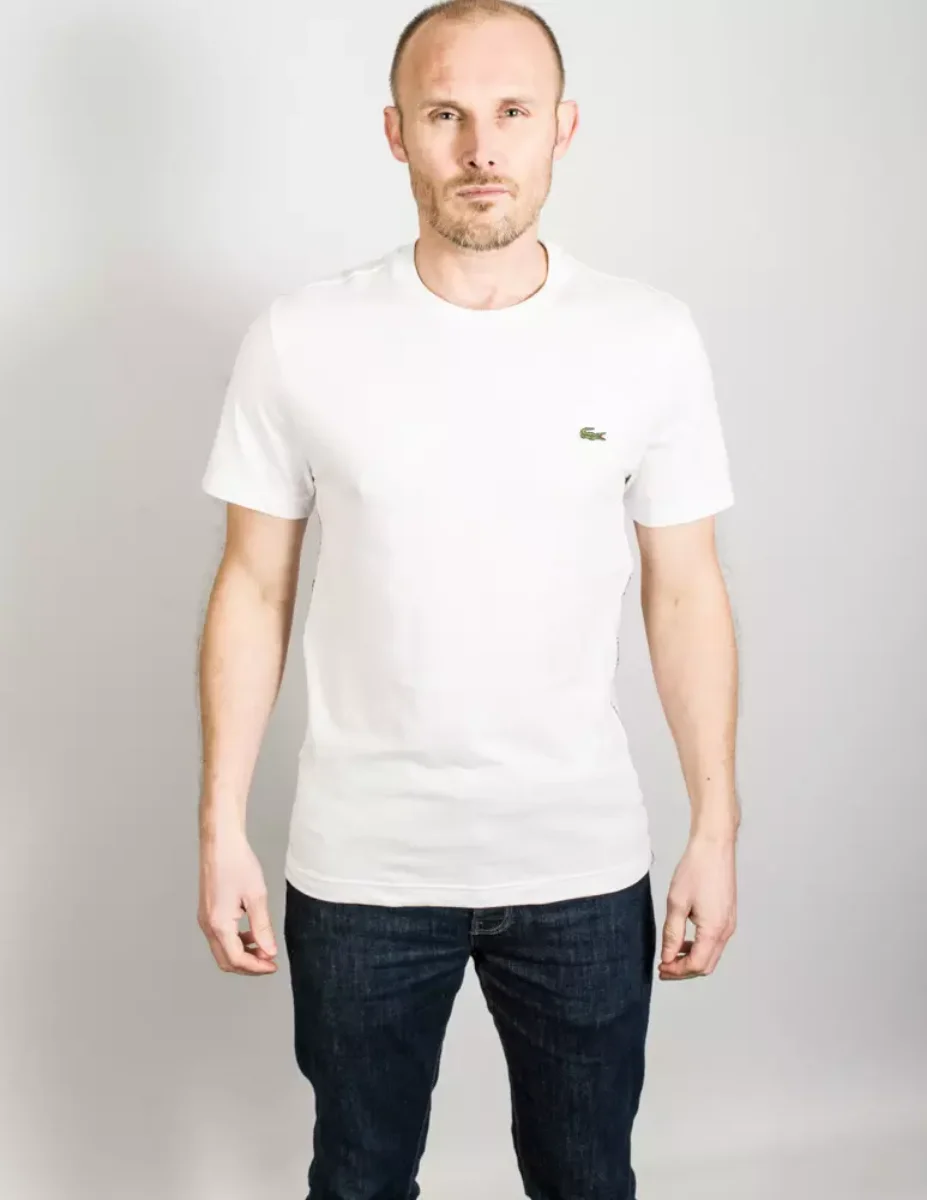 Lacoste Men's Branded Logo Tape T-Shirt | White