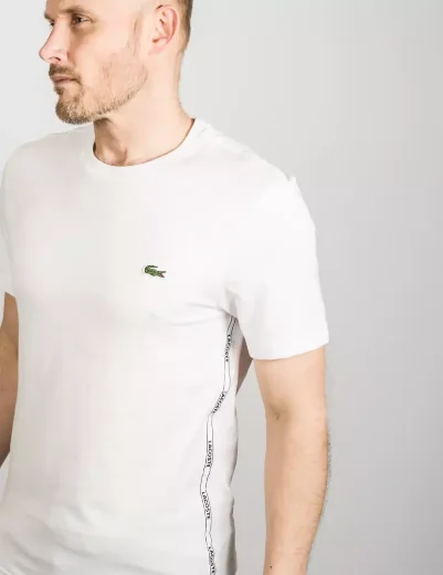 Lacoste Men's Branded Logo Tape T-Shirt | White