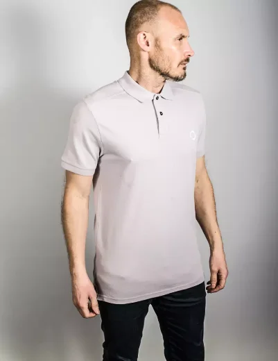 MA STRUM Short Sleeve Pique Polo Shirt | Thistle