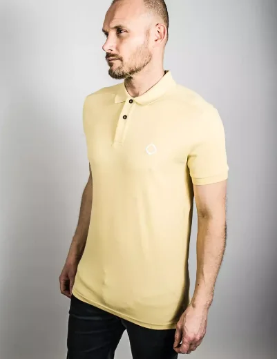 MA STRUM Short Sleeve Pique Polo Shirt | Mellow Yellow