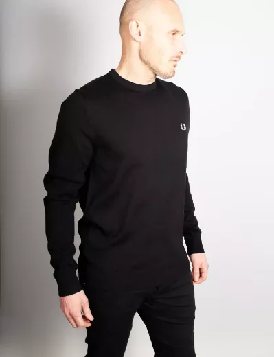 Fred Perry Classic Crew Neck Knitted Jumper | Black