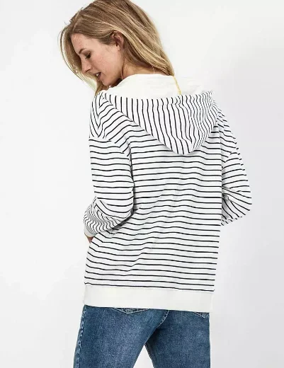 Joules Oakham Embroidered  Zip Through Sweatshirt | Cream/Bee
