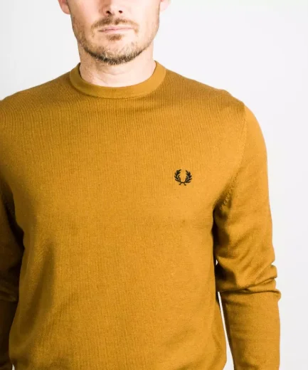 Fred Perry Classic Crew Neck Knitted Jumper | Caramel