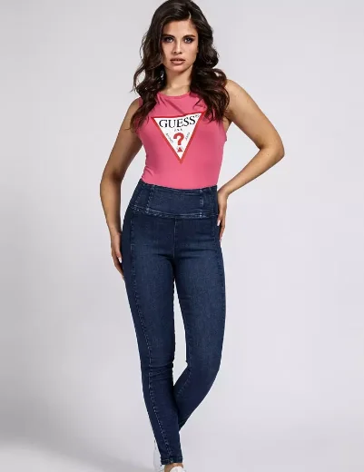 Guess Womens Helena Triangle Logo Bodysuit | Pink
