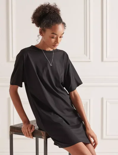 Superdry Womens Cotton Modal T-Shirt Dress | Black