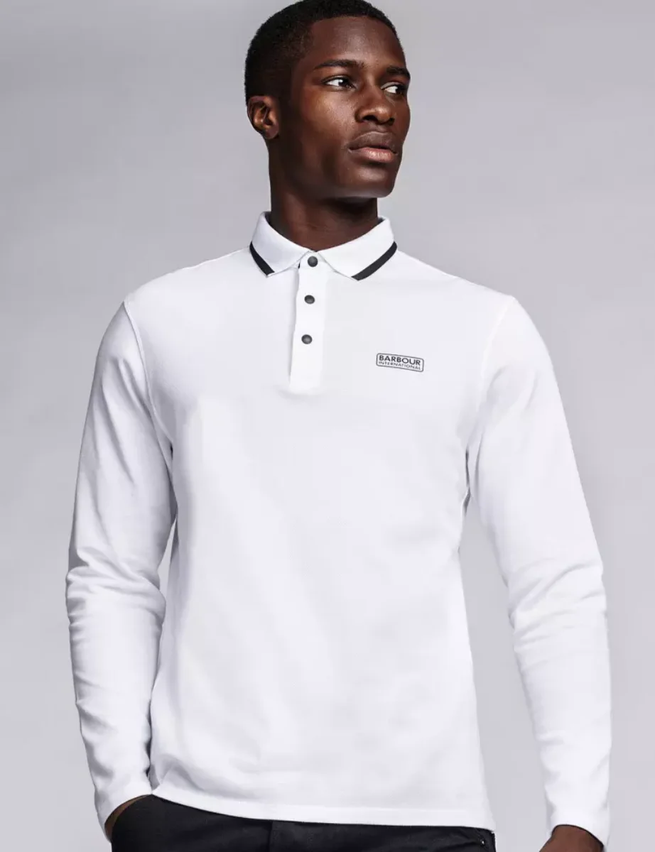 Barbour Intl Axle Long Sleeve Polo | White
