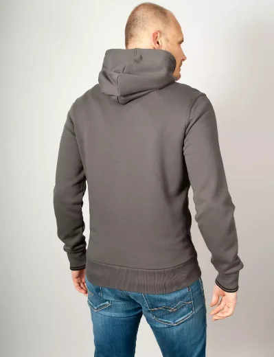 Fred Perry Hooded Zip Through Sweatshirt | Gunmetal