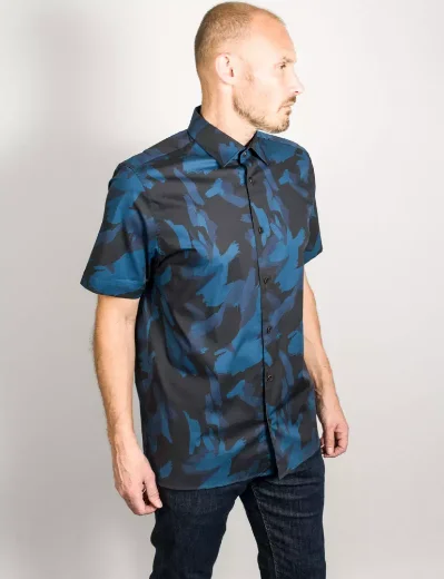 Ted Baker PLAYO Short Sleeve Camo Print Shirt | Navy