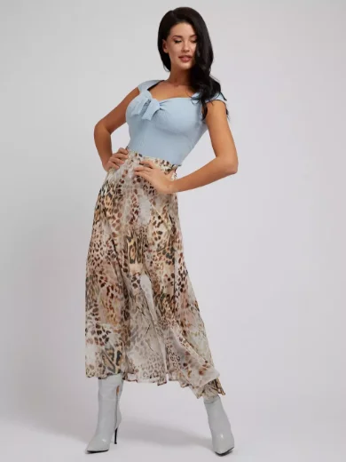 Guess Romana All Over Printed Long Skirt | Brown