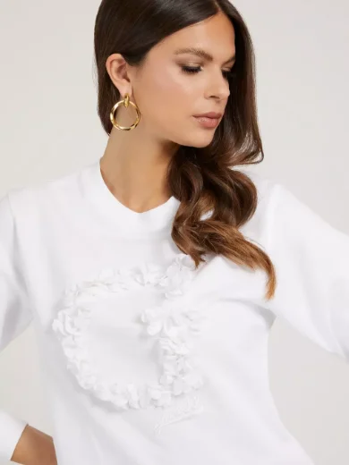 Guess Women's Ariadna  Flower G Logo Sweatshirt | White