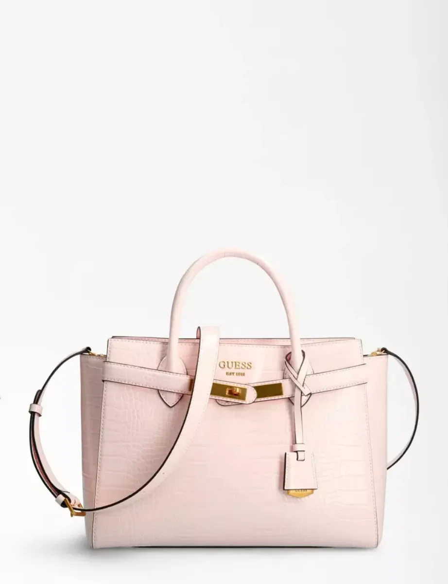 Guess Enisa Croc Print Handbag | Pink