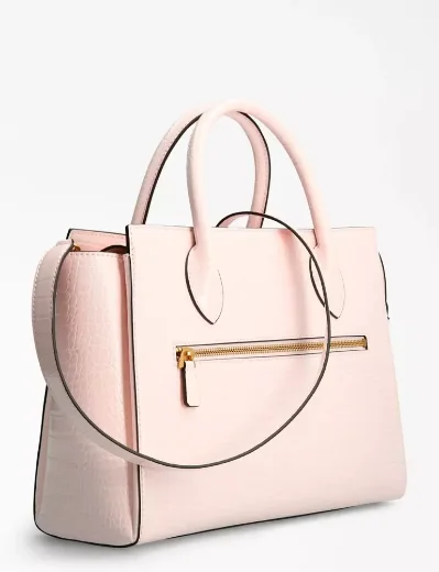 Guess Enisa Croc Print Handbag | Pink