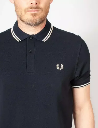 Fred Perry Tipped Polo Shirt | Navy/Snow White/Oyster
