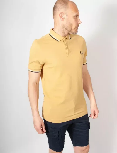 Fred Perry Twin Tipped Polo Shirt | Desert/Snow White/Navy