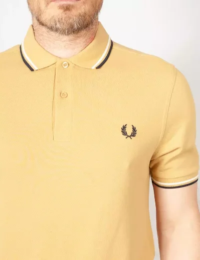 Fred Perry Twin Tipped Polo Shirt | Desert/Snow White/Navy