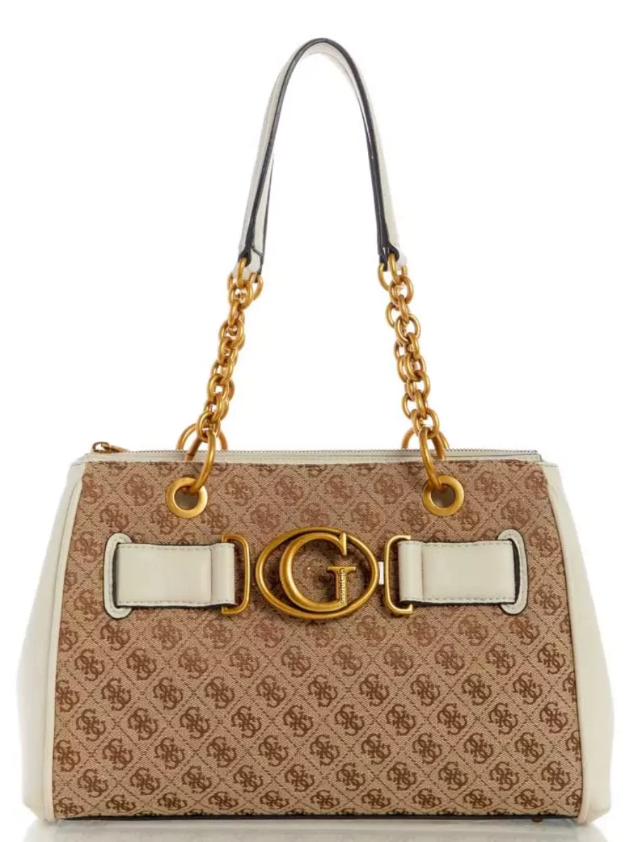 Guess Aviana 4G Luxury Shoulder Bag | Beige/Stone