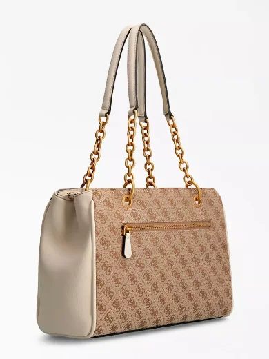 Guess Aviana 4G Luxury Shoulder Bag | Beige/Stone