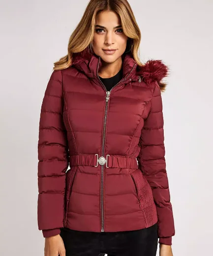 Guess Womens Claudia Down Puffer Jacket | Red