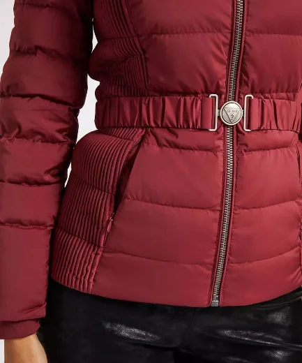 Guess Womens Claudia Down Puffer Jacket | Red