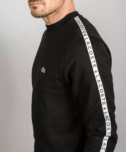 Lacoste Men's Lettered Sleeve Colour Block Sleeve Sweatshirt | Black