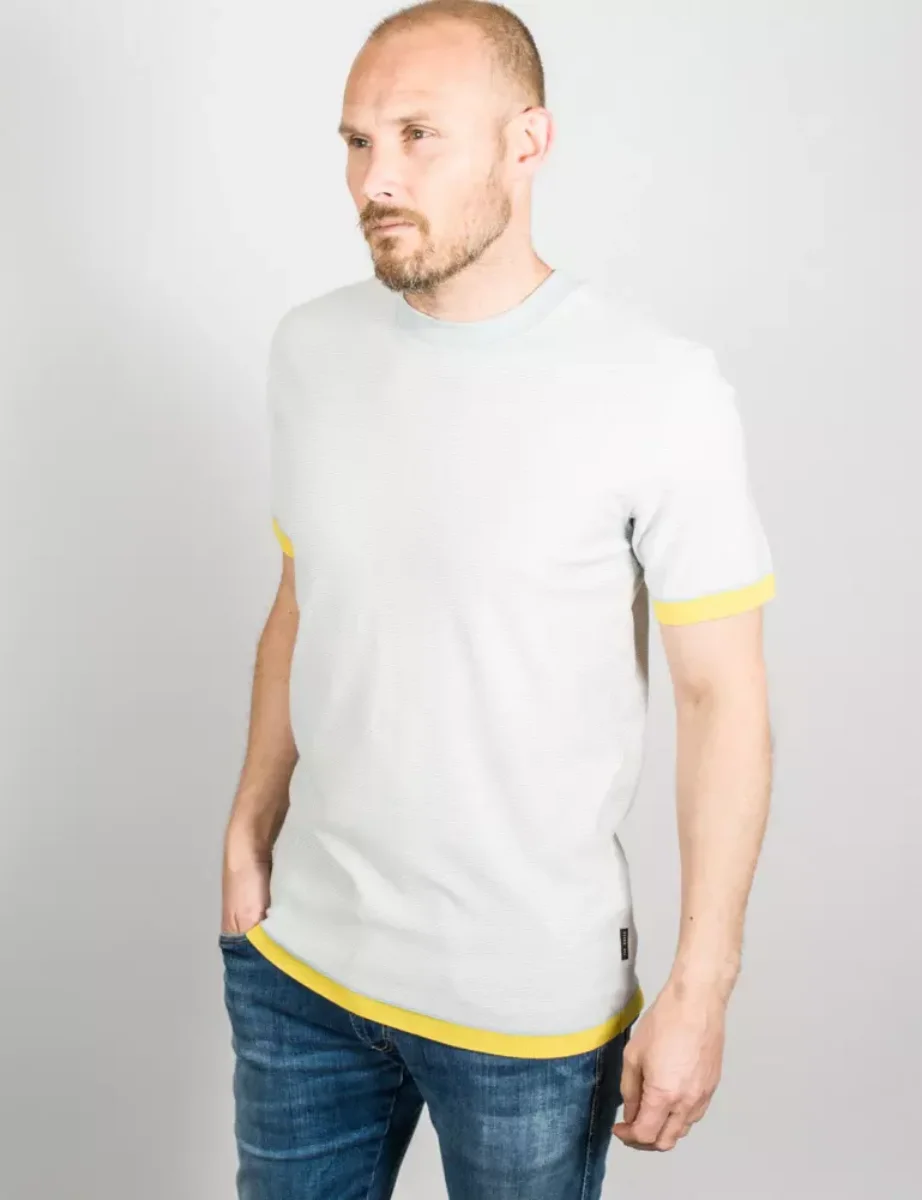Ted Baker Camoff Striped Ribstart T-Shirt | Pale Blue