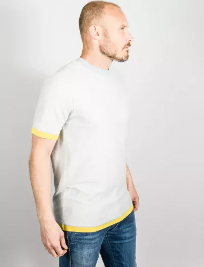 Ted Baker Camoff Striped Ribstart T-Shirt | Pale Blue