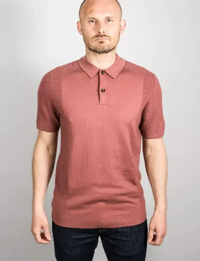 Ted Baker BUMP Short Sleeve Knitted Polo | Pink