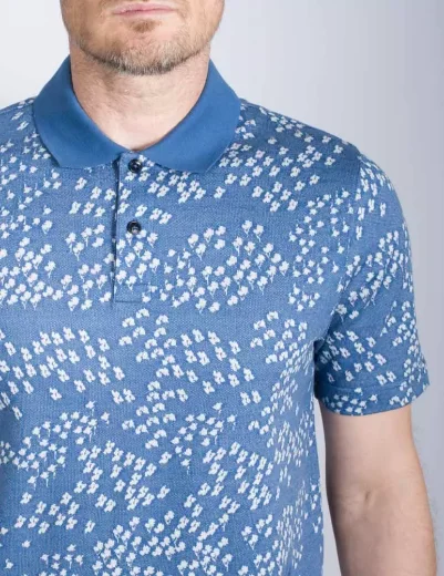 Ted Baker Pacita Floral Jacquard Polo Shirt | Blue