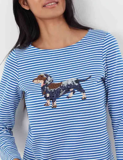 Joules Harbour Luxe Stripe Jersey Top | Sausage Dog