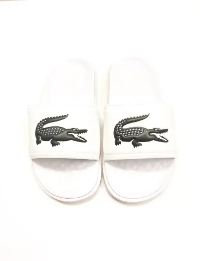 Lacoste Croco Dualiste Slide Sandals | White/Dark Green