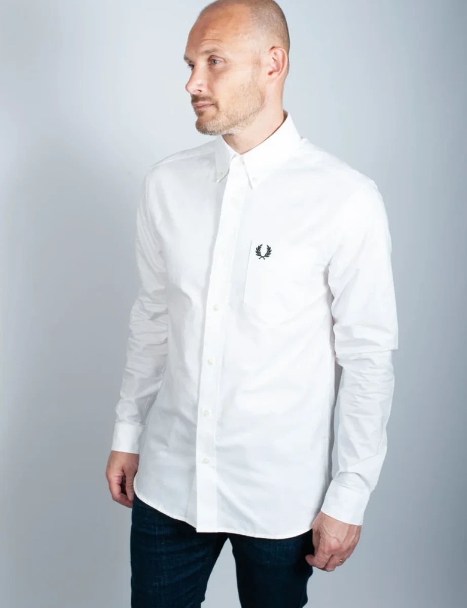 Fred Perry Long Sleeve Oxford Shirt | White