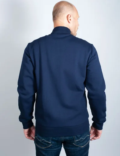 Lacoste Full Zip Organic Cotton Fleece Sweater | Navy