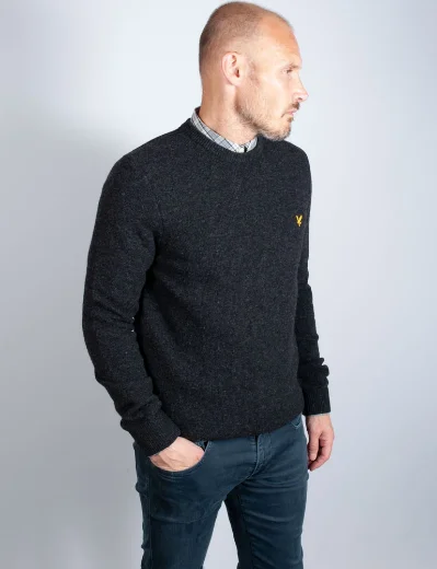 Lyle & Scott Lambswool Crew Neck Jumper | Charcoal Marl