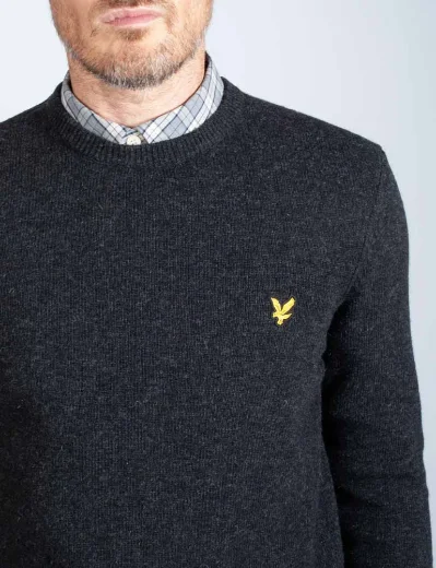 Lyle & Scott Lambswool Crew Neck Jumper | Charcoal Marl