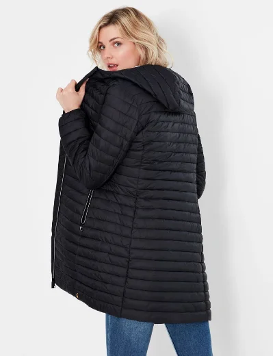 Joules Snug Long Packable Showerproof Jacket | Black