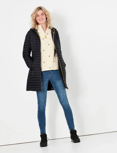 Joules Snug Long Packable Showerproof Jacket | Black
