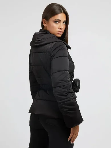 Guess Belted Glitzy Puffa Jacket | Black