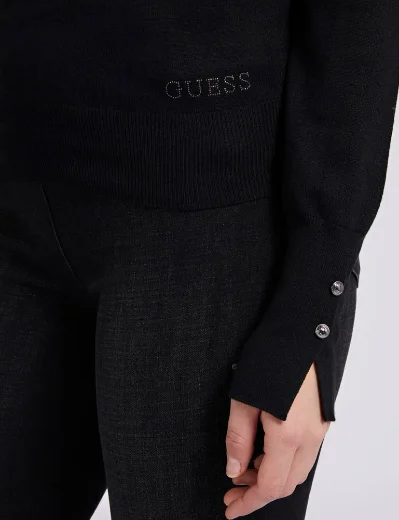 Guess Gena V Neck Knitted Sweater | Black