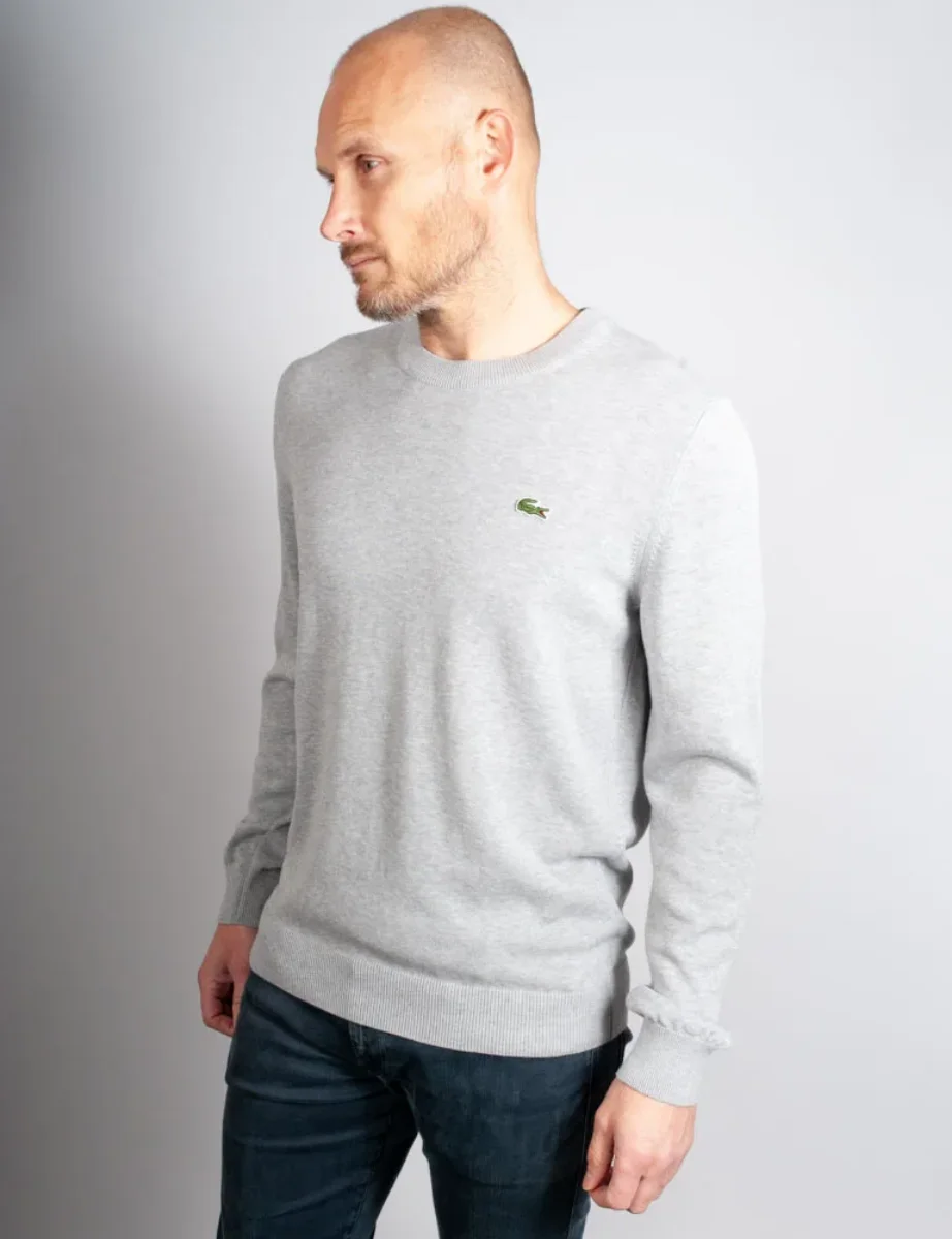 Lacoste Men's Organic Cotton Crew Neck Sweater | Light Grey Marl