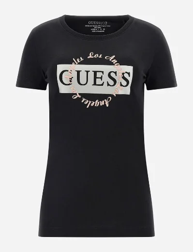 Guess Front Round Logo T-Shirt | Black