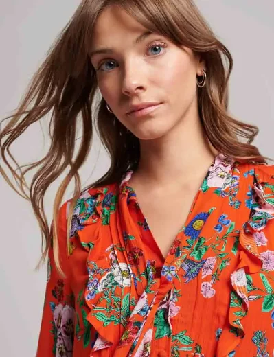 Superdry Studios Off Duty Mini Dress | Floral Flame Red