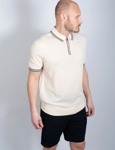 Ted Baker Pierrot Knitted Polo Shirt | Natural