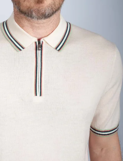 Ted Baker Pierrot Knitted Polo Shirt | Natural