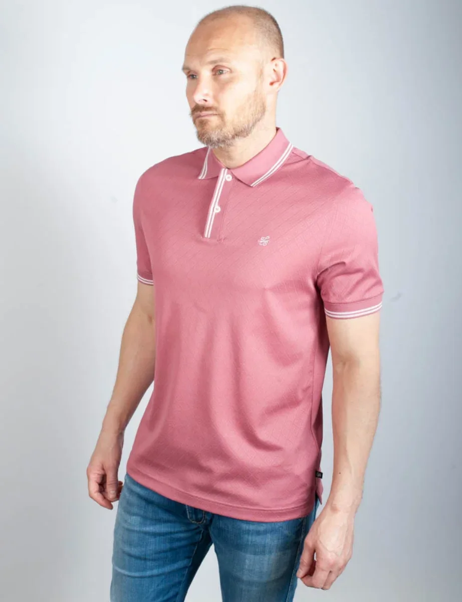 Ted Baker Dynam Monogram Diamond Texture Polo Shirt | Pink