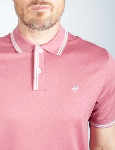 Ted Baker Dynam Monogram Diamond Texture Polo Shirt | Pink