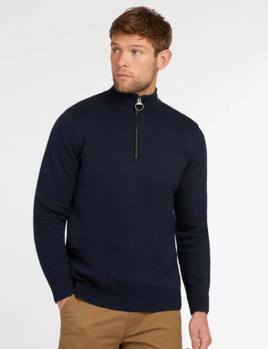 Barbour Cotton Half Zip Knitted Sweater | Navy